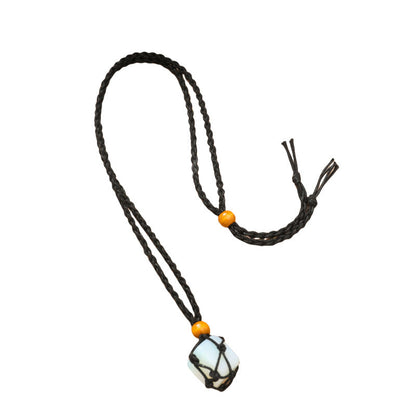 Particle Irregular Natural Stone Pendant Mesh Necklaces