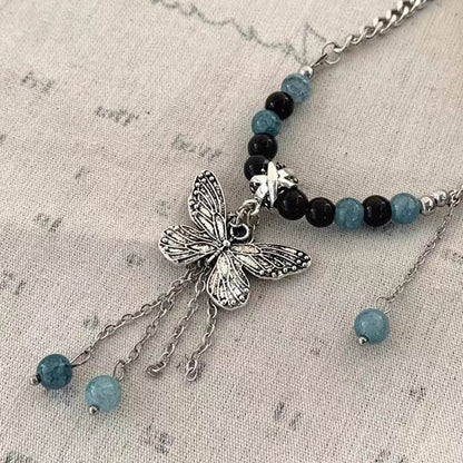 Chinese Beaded Butterfly Tassel Ethnic Style Necklaces