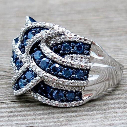 Women's Shi Man Inlaid Sapphire Blue Zircon Rings