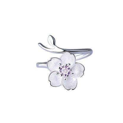 Zircon Flower Index Finger Female Minimalist Creative Rings