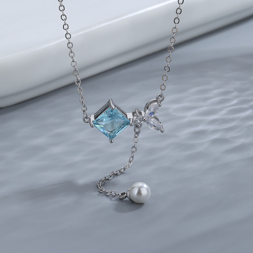 Pearl Light Luxury Exquisite Tassel Topaz Female Style Temperament Necklaces