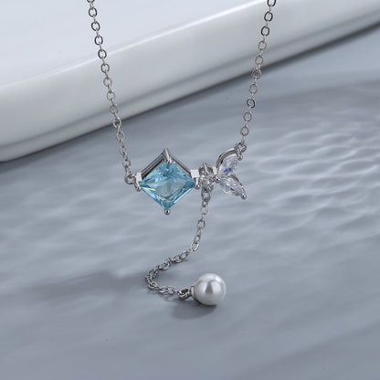 Pearl Light Luxury Exquisite Tassel Topaz Female Style Temperament Necklaces