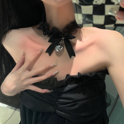 Lace Bow Bell Female Neck Collar Accessories Band Necklaces