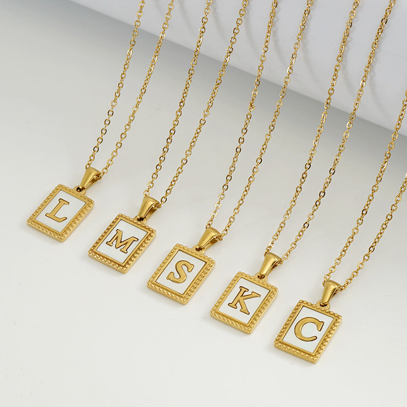 Gold Stainless Steel Shell Letter Female Titanium Pendant Necklaces