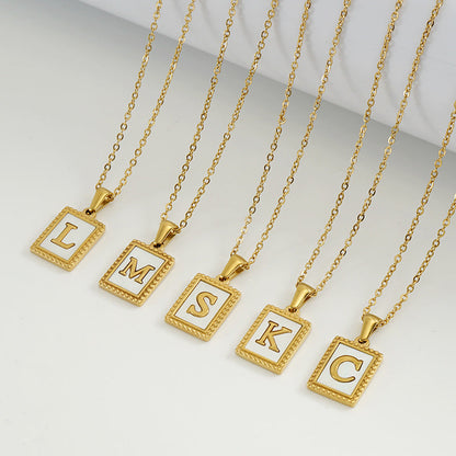 Gold Stainless Steel Shell Letter Female Titanium Pendant Necklaces