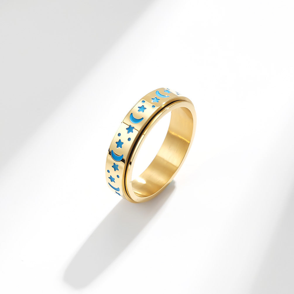 Women's & Men's & Titanium Steel Rotatable Luminous Decompression Anxiety Rings