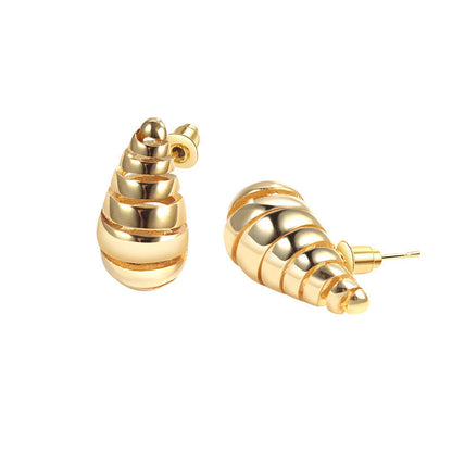 Women's Spiral Pattern Shaped Water Drop Ear Fashion Earrings