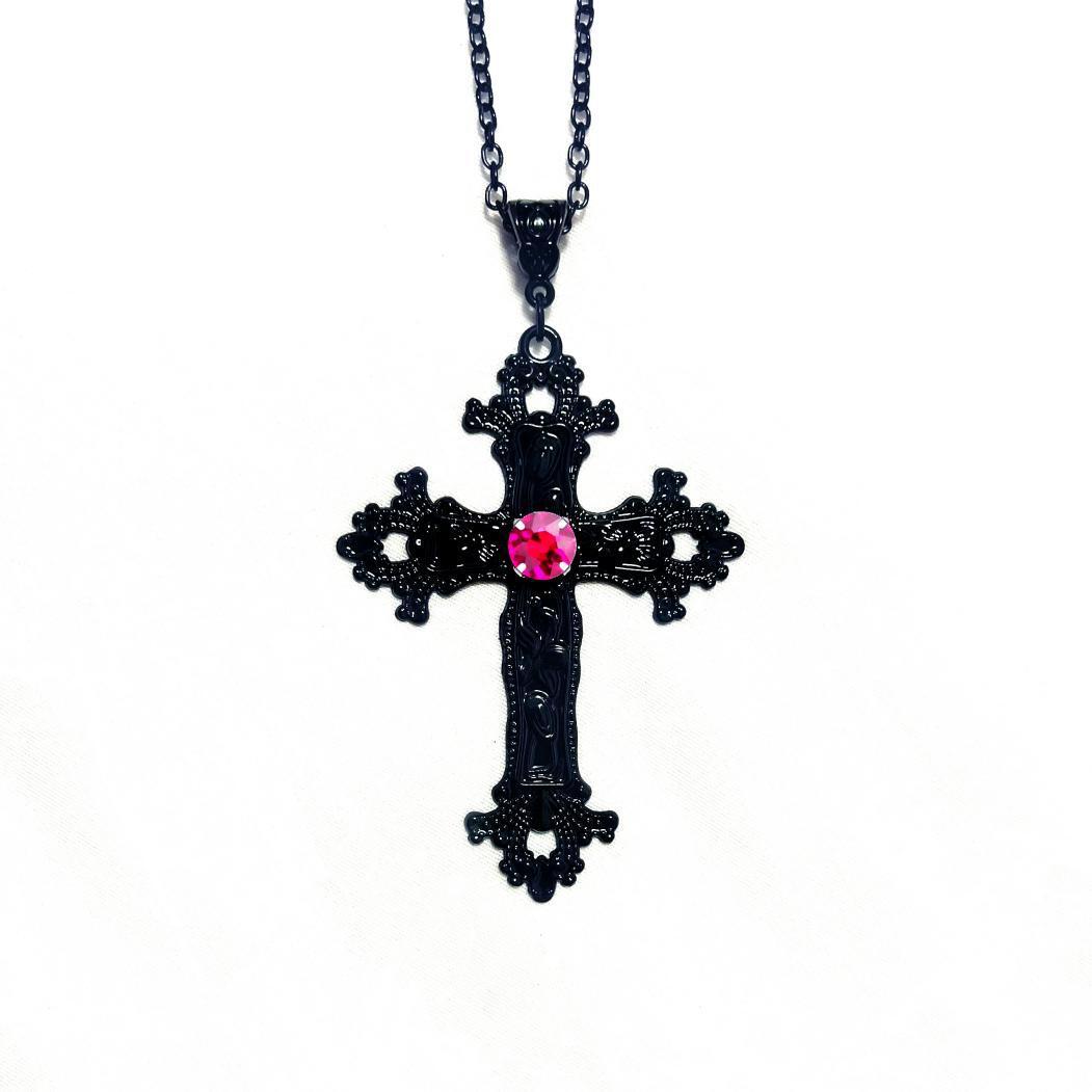 Black Cross Diamond Gothic Punk Aesthetic Necklaces