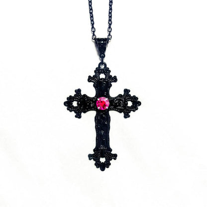Black Cross Diamond Gothic Punk Aesthetic Necklaces