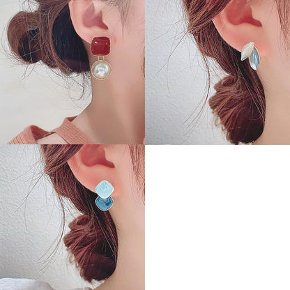 Women's Butterfly Summer Blue And White High-grade Earrings