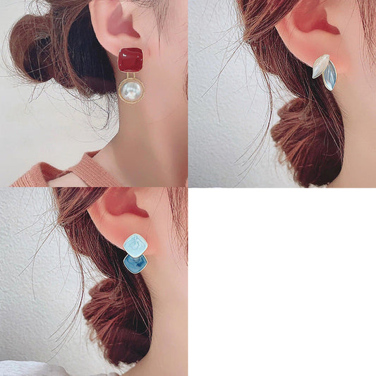 Women's Butterfly Summer Blue And White High-grade Earrings