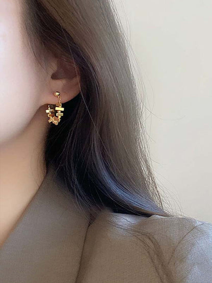 Square Exquisite High-grade Metallic Chain Front Earrings