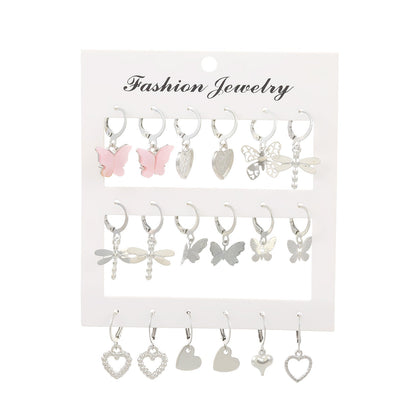 Simple Hollow Butterfly Ear Clip Set Earrings