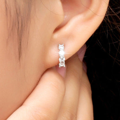 Women's Super Flash Single Row Diamond Heart-shaped Earrings