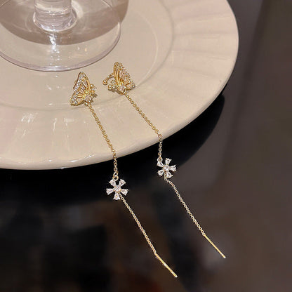 Ear Hanging Female Sier Needle Light Luxury Minority Earrings