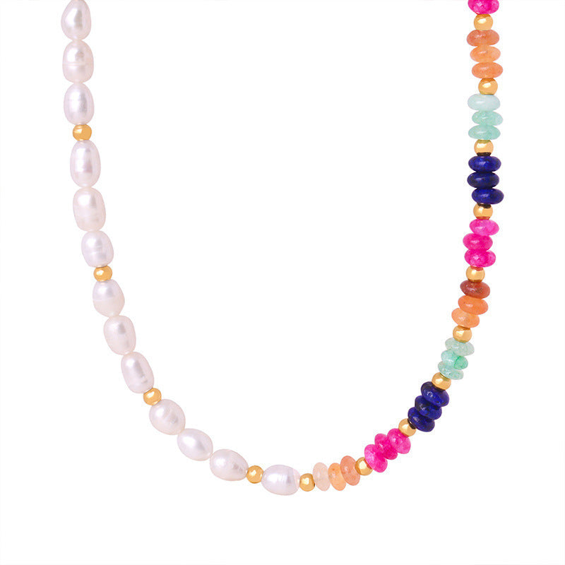 Women's High-grade Baroque Freshwater Colorful Pearl Natural Stone Necklaces