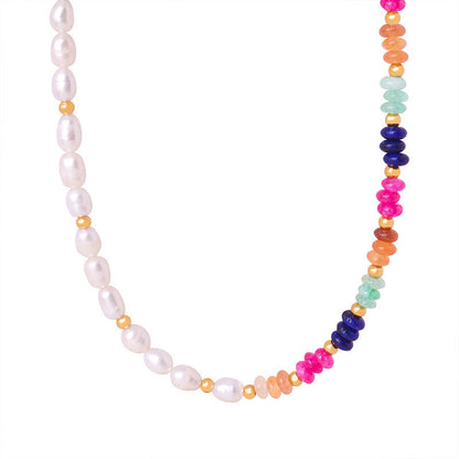 Women's High-grade Baroque Freshwater Colorful Pearl Natural Stone Necklaces