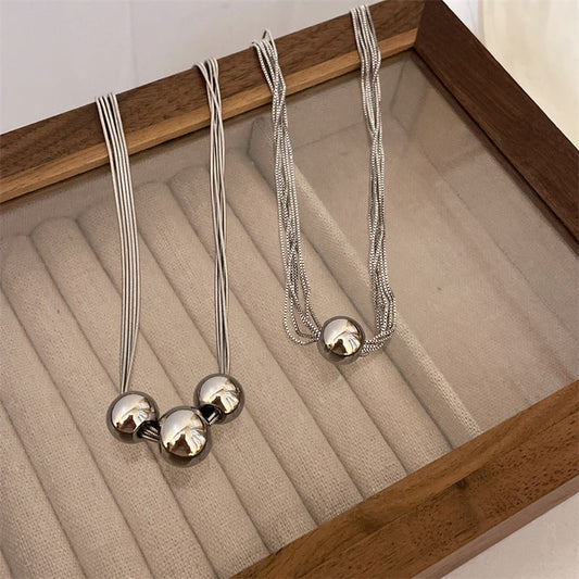 High-grade Chain Geometric Ball Titanium Steel Necklaces
