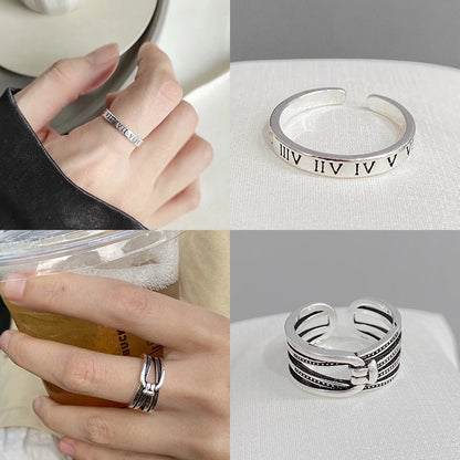 Women's Sier Smiling Face Temperament Retro Punk Simple Rings