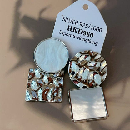 Sier Needle Summer Asymmetric Metal Geometric Earrings