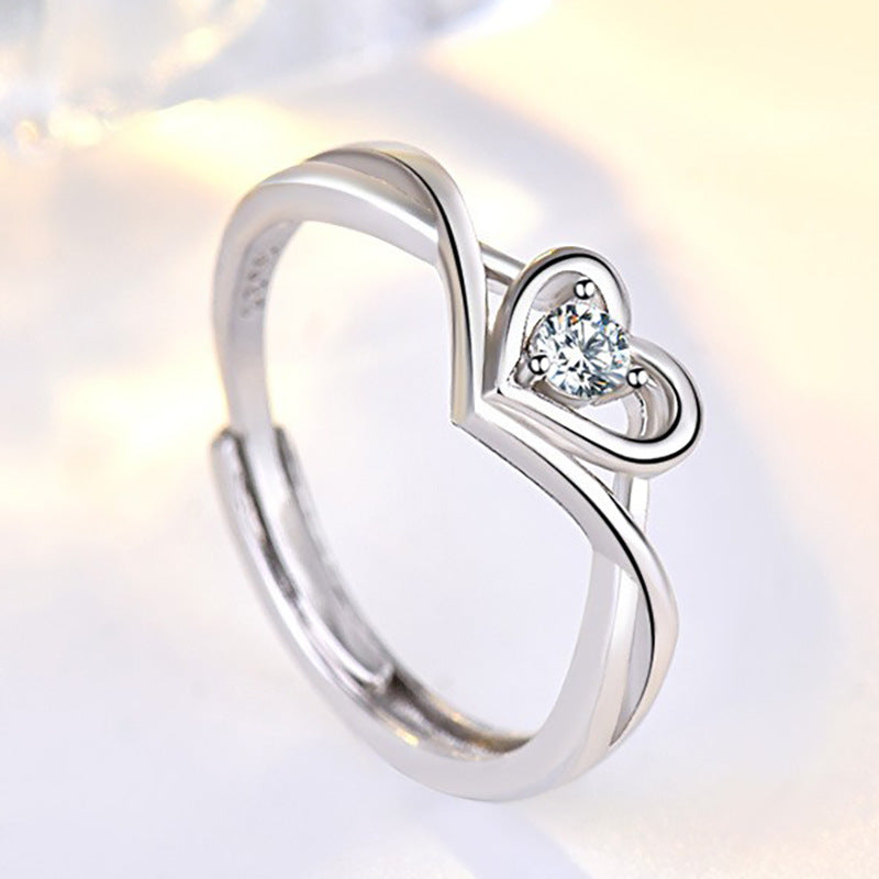 Fashion Diamond Trendy Heart-shaped Female Adjustable Rings
