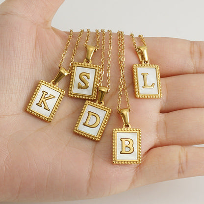 Gold Stainless Steel Shell Letter Female Titanium Pendant Necklaces
