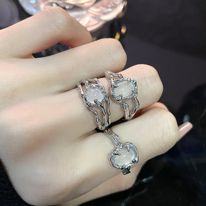 Opal Design Cold Style Irregular French Rings