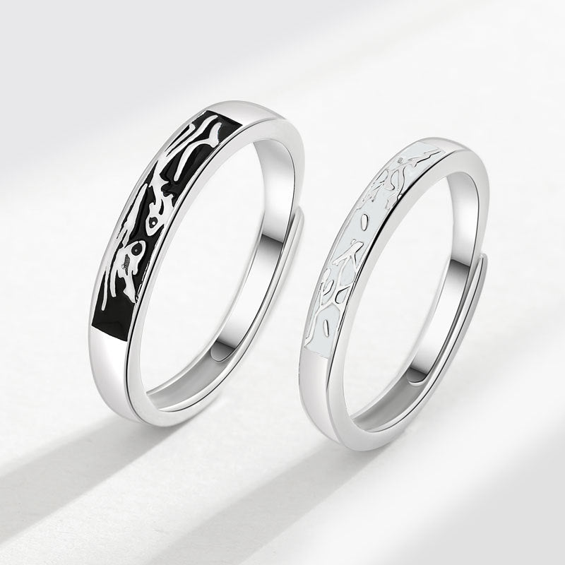 Women's & Men's And Fish Couple One Pair Niche Open-end Personality Rings