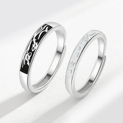 Women's & Men's And Fish Couple One Pair Niche Open-end Personality Rings