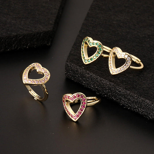 Luxury Personalized Niche Design Colorful Heart-shaped Rings