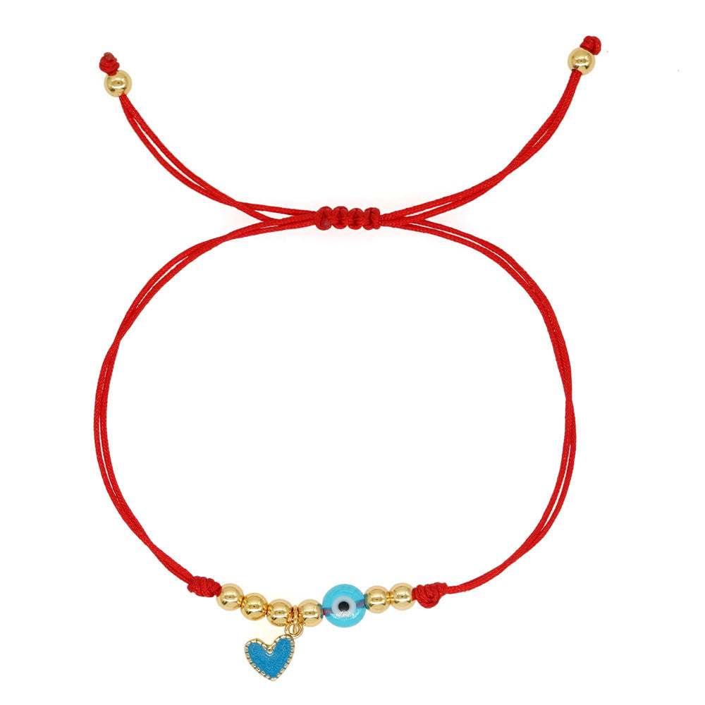 Jewelry Friendship Rope Multicolor Dripping Oil Love Heart Small Bracelets