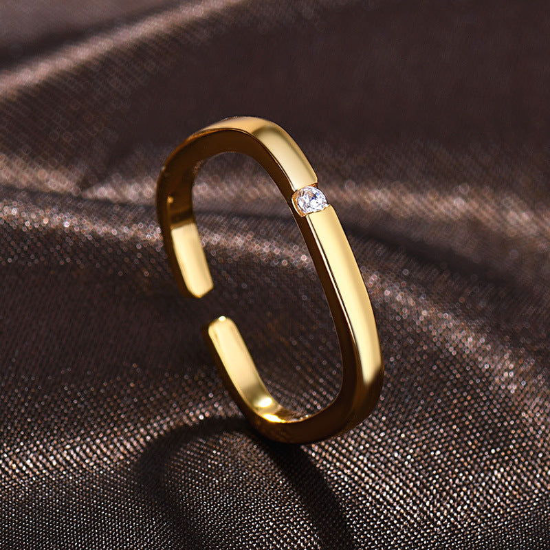 Artistic Gold Plated Square Open Ms. Rings