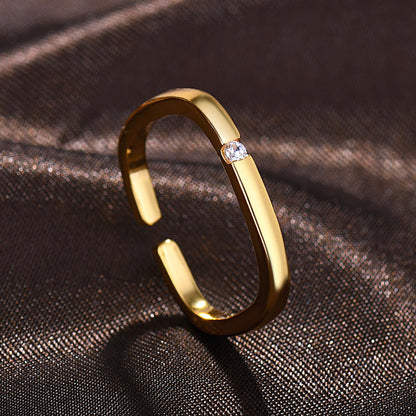 Artistic Gold Plated Square Open Ms. Rings