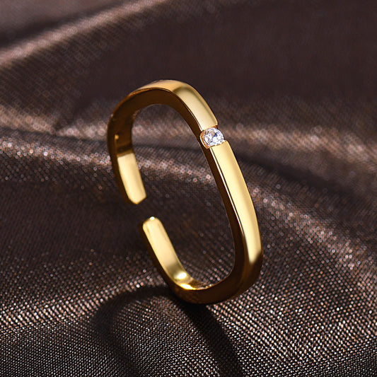 Artistic Gold Plated Square Open Ms. Rings