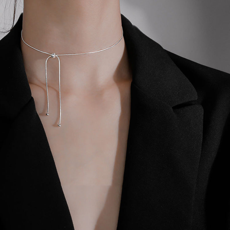 Style Elegant Round Beads Drawstring Design High-grade Sense Necklaces