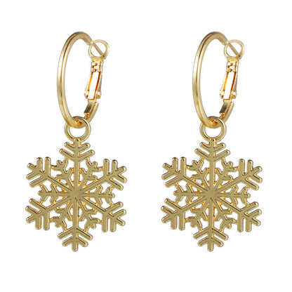 Women's Christmas Simple Hollow Snowflake Gift For Earrings