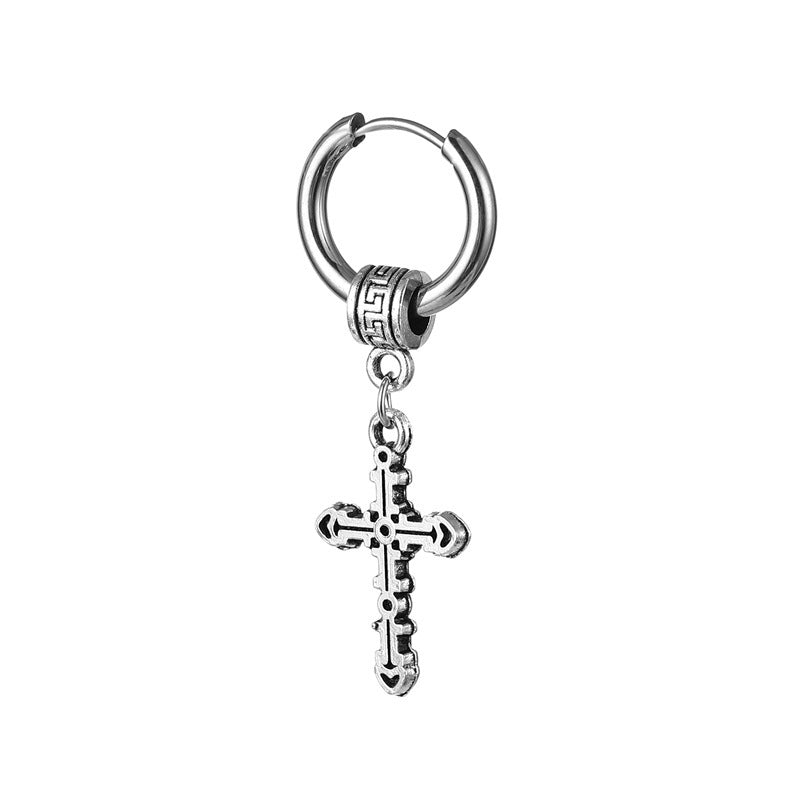 Cross Titanium Steel Korean Style Fashion Earrings