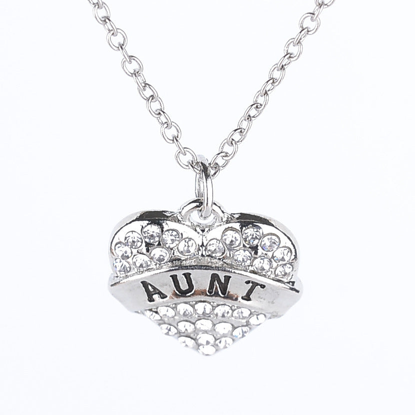 Simple Letter Family Member Full Diamond Necklaces