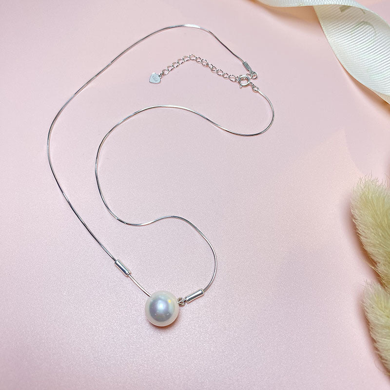 Simple Fine Snake Bones Chain Pearl Necklaces