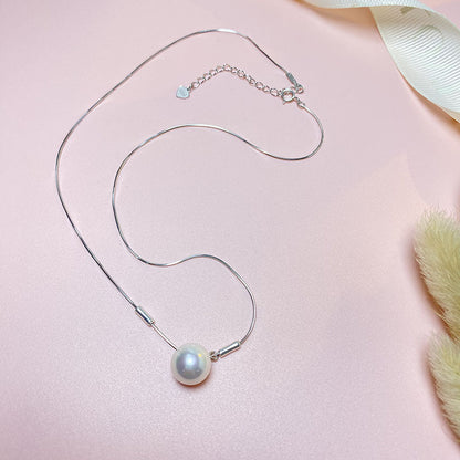 Simple Fine Snake Bones Chain Pearl Necklaces