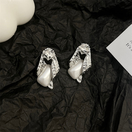 Women's Sense Irregular Lava Pearl Ear Light Luxury High-grade Mori Earrings