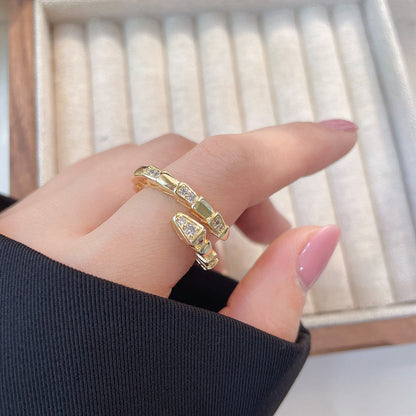 Women's Luxury Fashion Opening Zircon Adjustable Gold Rings
