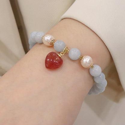 Women's Natural Crystal Fresh Gold-plated Aquamarine Chalcedony Bracelets