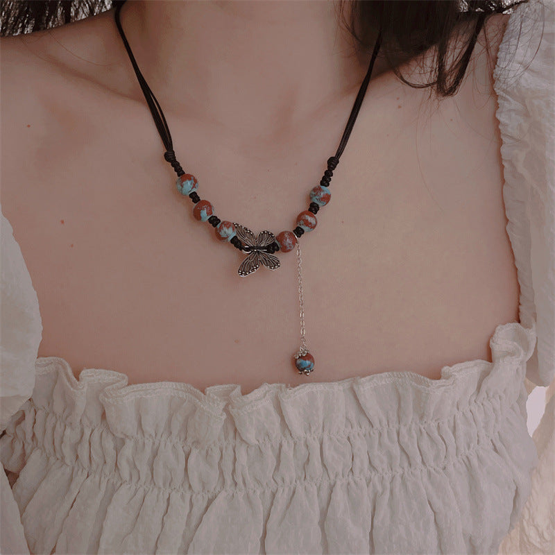 Women's Personality Butterfly Ethnic Graceful National Fashion Red Necklaces