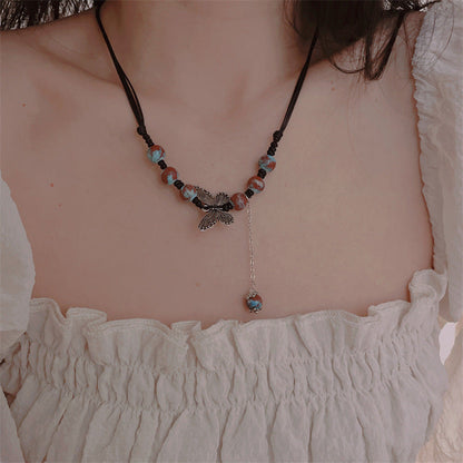 Women's Personality Butterfly Ethnic Graceful National Fashion Red Necklaces