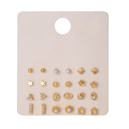 Female Simple Personality Alloy Rhinestone Pearl Earrings