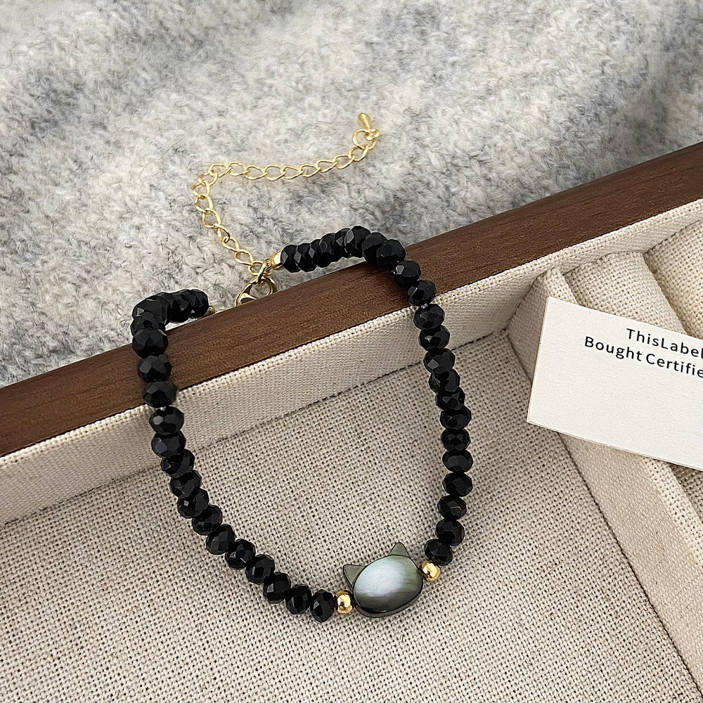 Colorful Kitty Black Crystal High-grade Daily Wear Necklaces