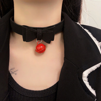 Women's Bell Collar Plush Texture Bow Leather Necklaces