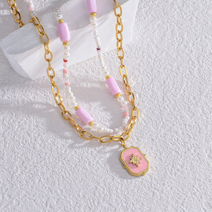 Star Design Elegant Lady Beaded Double Layer Twin Necklaces