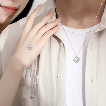 Awn Star Compass Couple Pair Of Necklaces